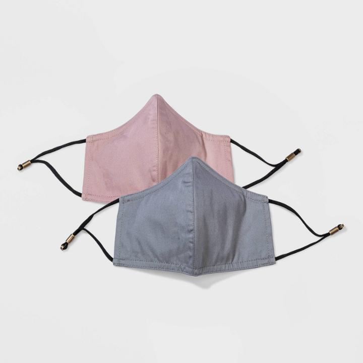 Women's 2pk Adjustable 3 Ply Fabric Face Mask - Universal Thread Light Pink/gray