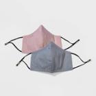 Women's 2pk Adjustable 3 Ply Fabric Face Mask - Universal Thread Light Pink/gray