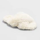 Girls' Brooklyn Crossband Fur Slippers - Cat & Jack Cream