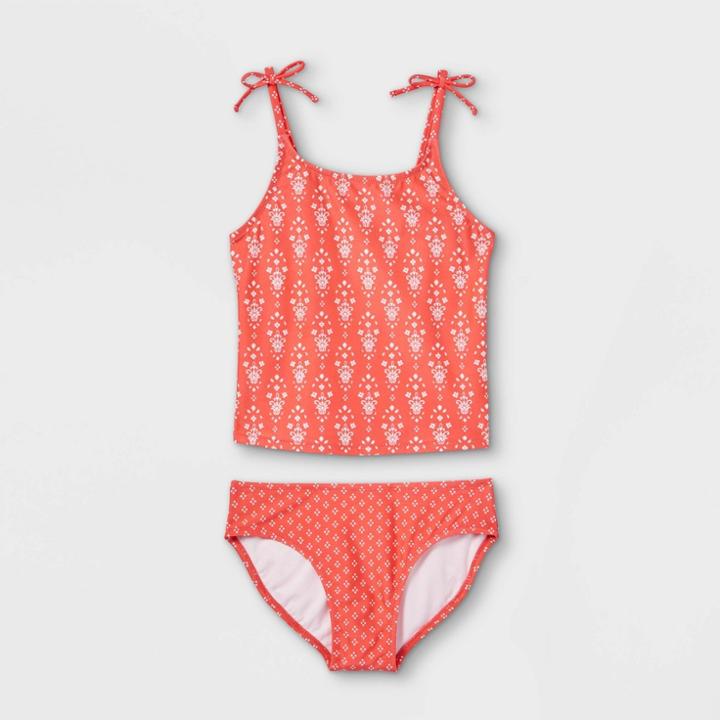 Girls' Tankini Set - Cat & Jack Coral