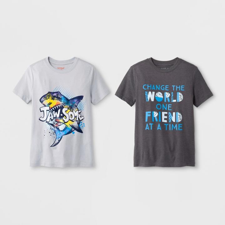 Boys' 2pk Short Sleeve T-shirt - Cat & Jack Gray