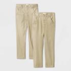Boys' 2pk Flat Front Stretch Uniform Chino Pants - Cat & Jack Khaki
