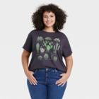 Fifth Sun Women's Plus Size Cactus Grid Short Sleeve Graphic T-shirt - Black