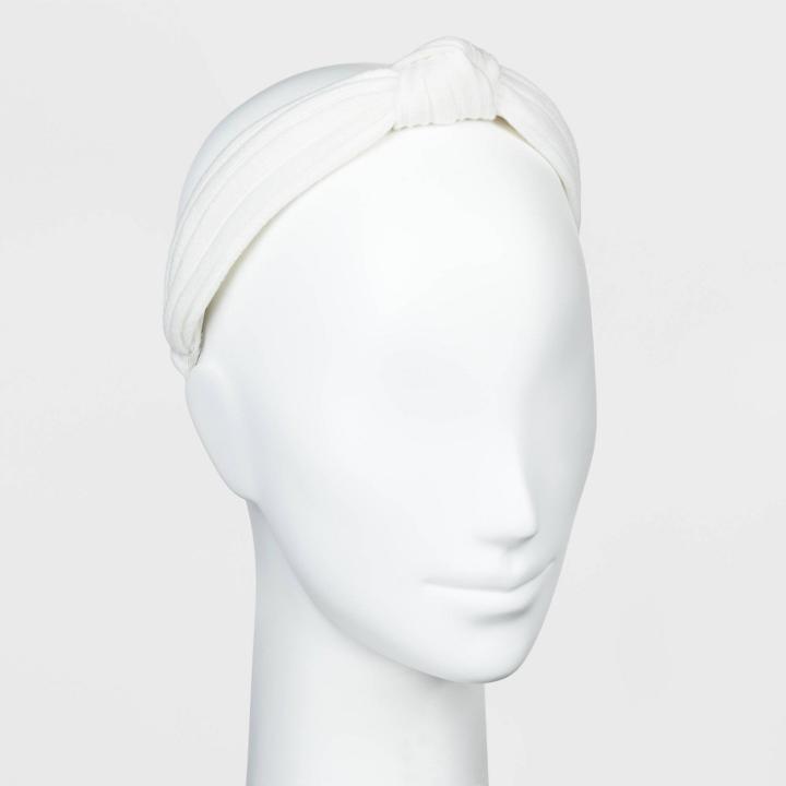 Satin And Knitted Fabric Top Knot Headband - Universal Thread Cream