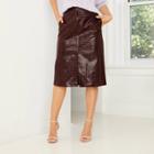 Women's Alligator Pattern Faux Leather Pencil Midi Skirt - Who What Wear Wine