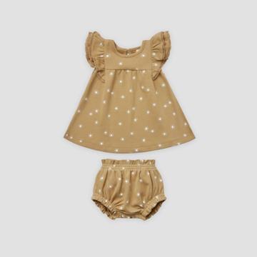 Q By Quincy Mae Baby Girls' 2pc Suns Brushed Jersey Dress Set - Honey Yellow