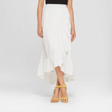 Women's Ruffle Wrap Skirt - Notations - White