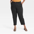 Women's High-rise Slim Fit Straight Leg Utility Ankle Chino Pants - A New Day Black