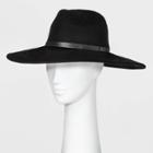 Women's Wide Down Brim Fedora Hat - A New Day Black