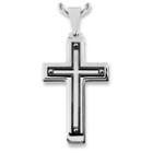 Men's West Coast Jewelry Silvertone And Blackplated Stainless Steel Multi-layer Cross Pendant,