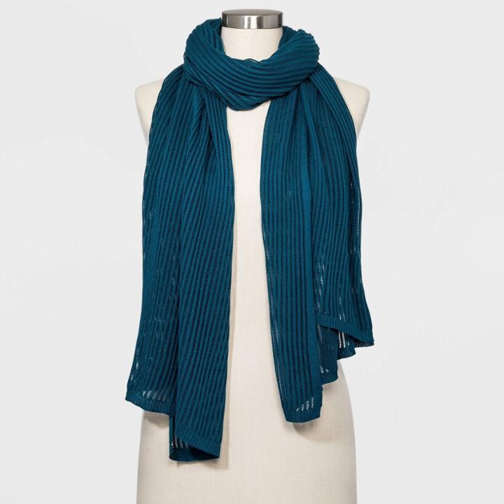 Women's Oblong Travel Wrap Scarf - A New Day Teal One Size, Women's, Blue