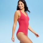 Women's Macrame Strappy Back One Piece Swimsuit - Sunn Lab Swim Red