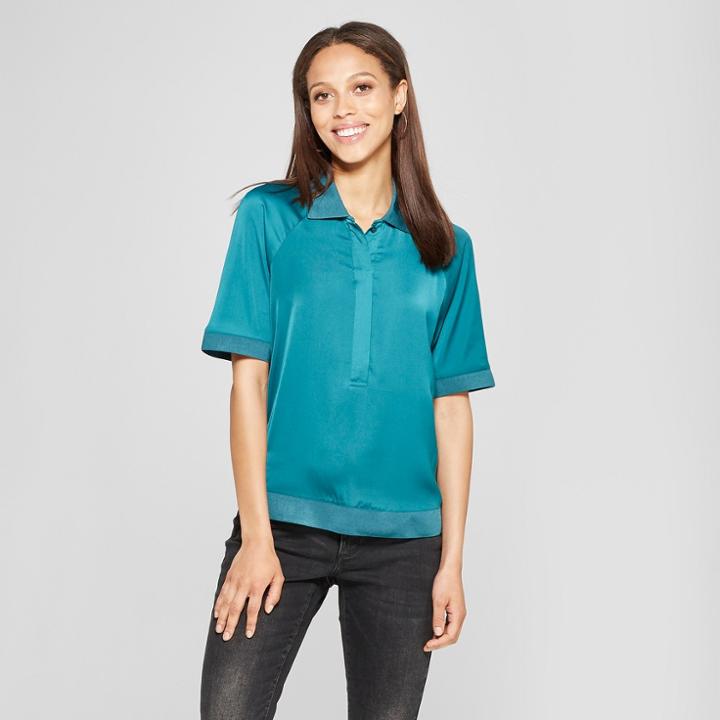 Women's Short Sleeve Polo T-shirt - Mossimo Blue