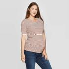 Maternity Striped Short Sleeve Rib T-shirt - Isabel Maternity By Ingrid & Isabel Fiery Brown/cream