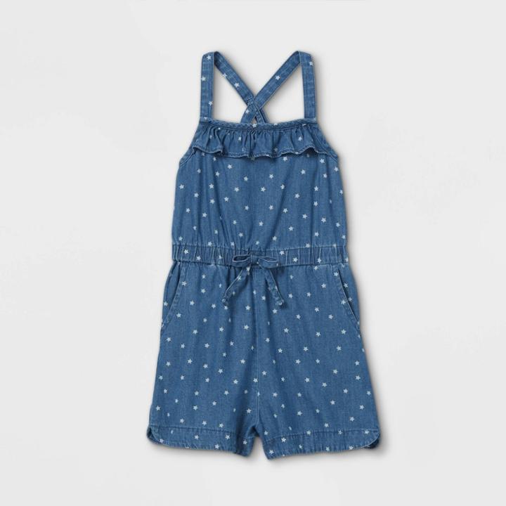 Toddler Girls' Star Romper - Cat & Jack Chambray Blue