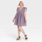 Women's Plus Size Flutter Short Sleeve Eyelet Dress - Knox Rose Lilac