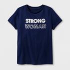 Shinsung Tongsang Women's Short Sleeve 'strong Woman' Graphic T-shirt - Navy