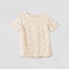 Women's Leopard Print Short Sleeve Round Neck Woven T-shirt - A New Day Tan