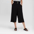Women's Paperbag Waist Wide Leg Cropped Woven Pants - Xhilaration Black