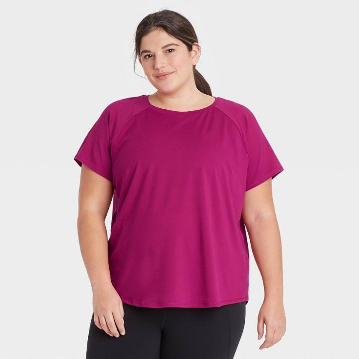 Women's Plus Size Essential Crewneck Short Sleeve T-shirt - All In Motion Cranberry