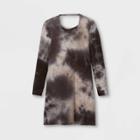 Girls' Tie-dye Long Sleeve Dress - Art Class Black/white