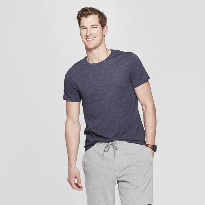 Men's Regular Fit Short Sleeve Lyndale Crew T-shirt - Goodfellow & Co Jamestown Blue