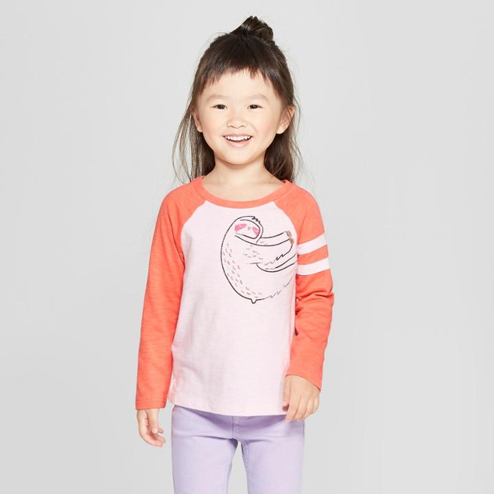 Toddler Girls' Long Sleeve Sloth T-shirt - Cat & Jack Woodrose