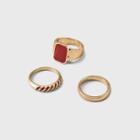 Mixed Texture Cubic Zirconia Striped Ring Set 3pc - A New Day Burgundy