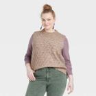 Women's Plus Size Crewneck Sweater Vest - Universal Thread Taupe