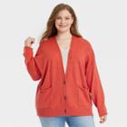 Women's Plus Size Button-front Grandpa Cardigan - Universal Thread Red
