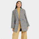 Women's Top Overcoat - A New Day Blue Plaid