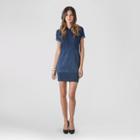 S&p By Standards & Practices Women's Cotton Indigo Knit Hooded Popover Dress - Dark Blue Indigo
