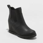 Women's Cassie Faux Leather Wedge Booties - Universal Thread Black