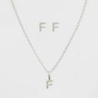 Sterling Silver Initial F Earrings And Necklace Set - A New Day Silver, Girl's,