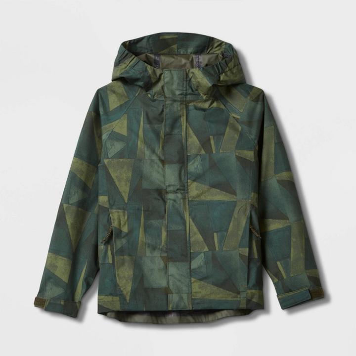 Kids' Rainshell Waterproof Jacket - All In Motion Olive Green