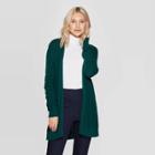 Women's Long Sleeve Open Layer Cardigan - A New Day Dark Green