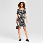 Women's Floral Print Ruffle Cold Shoulder Dress - Chiasso Black/white