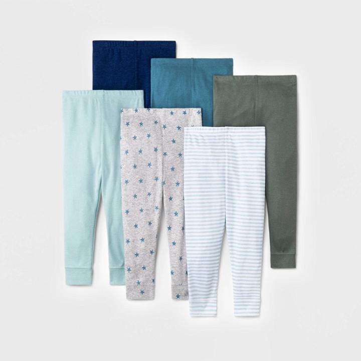 Baby Boys' 6pk Basics Pants - Cloud Island Blue Newborn