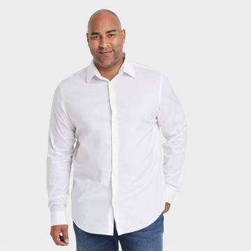 Men's Big & Tall Standard Fit Long Sleeve Button-down Shirt - Goodfellow & Co True White