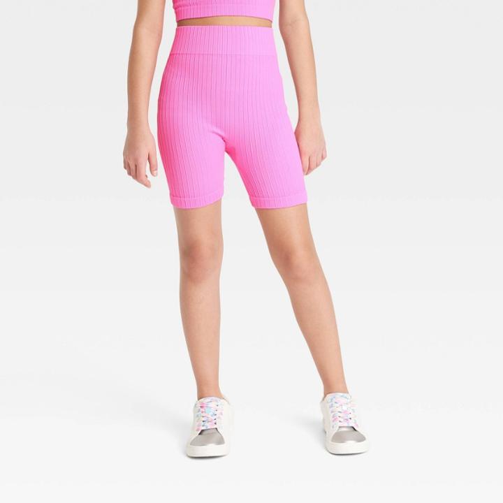Girls' Seamless Bike Shorts - Art Class Hot Pink