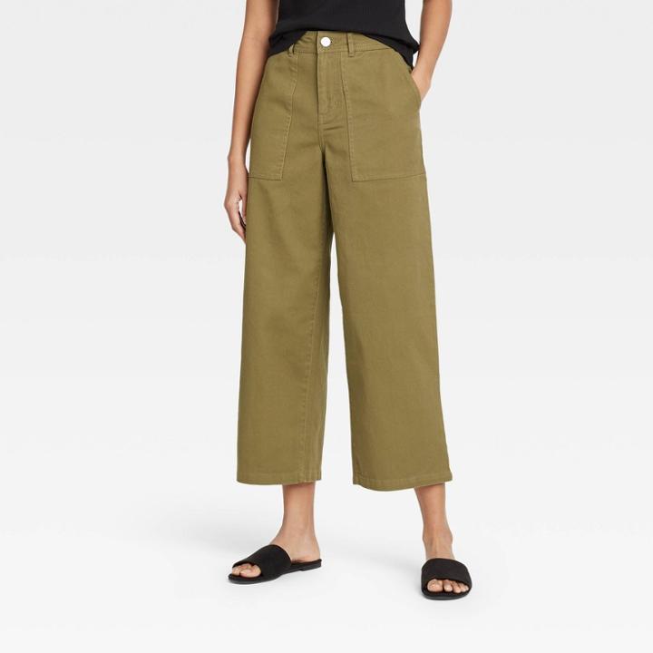 Women's High-rise Wide Leg Pants - Who What Wear Deep Olive