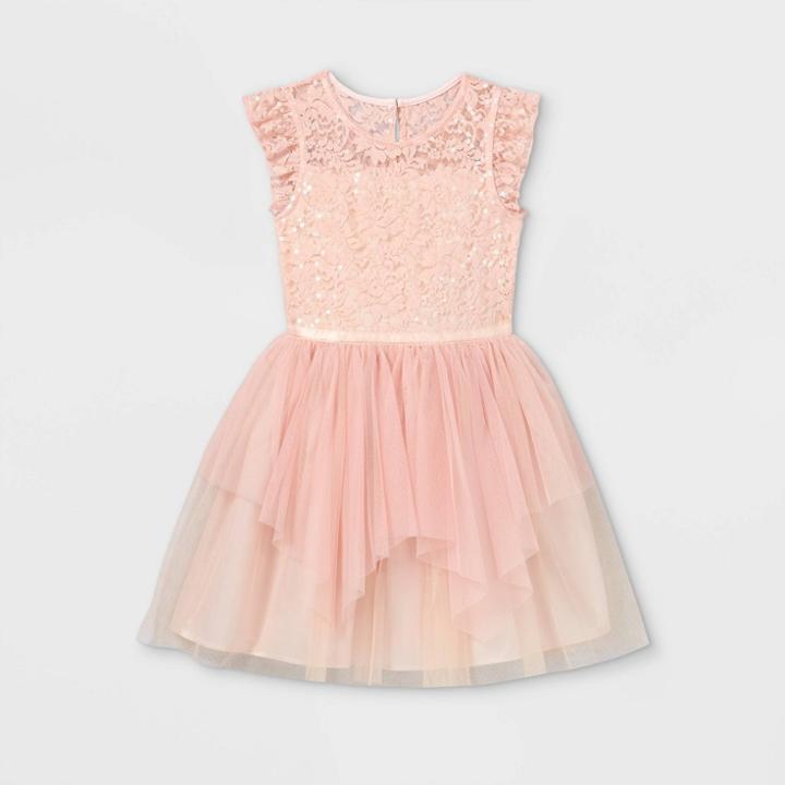 Girls' Sequin Lace Tulle Dress - Cat & Jack Blush Pink