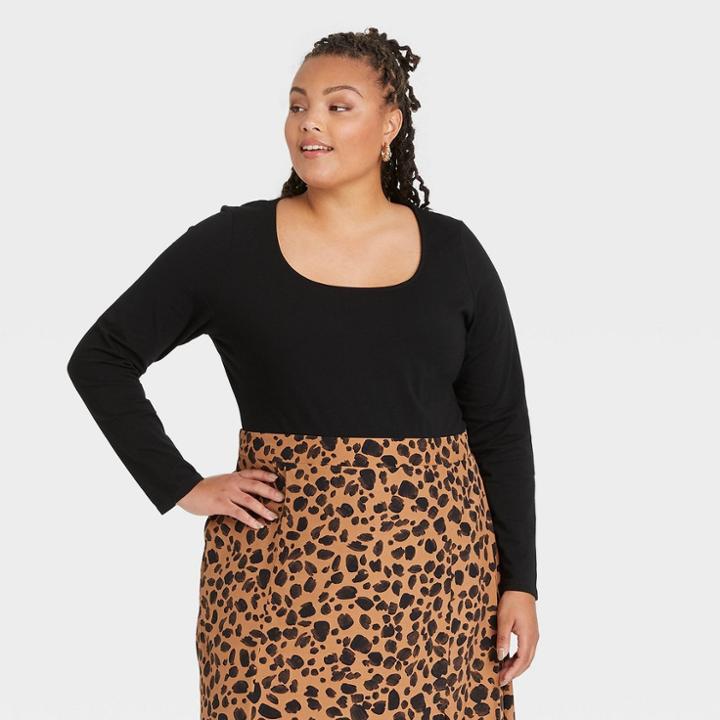 Women's Plus Size Bodysuit - Ava & Viv Black
