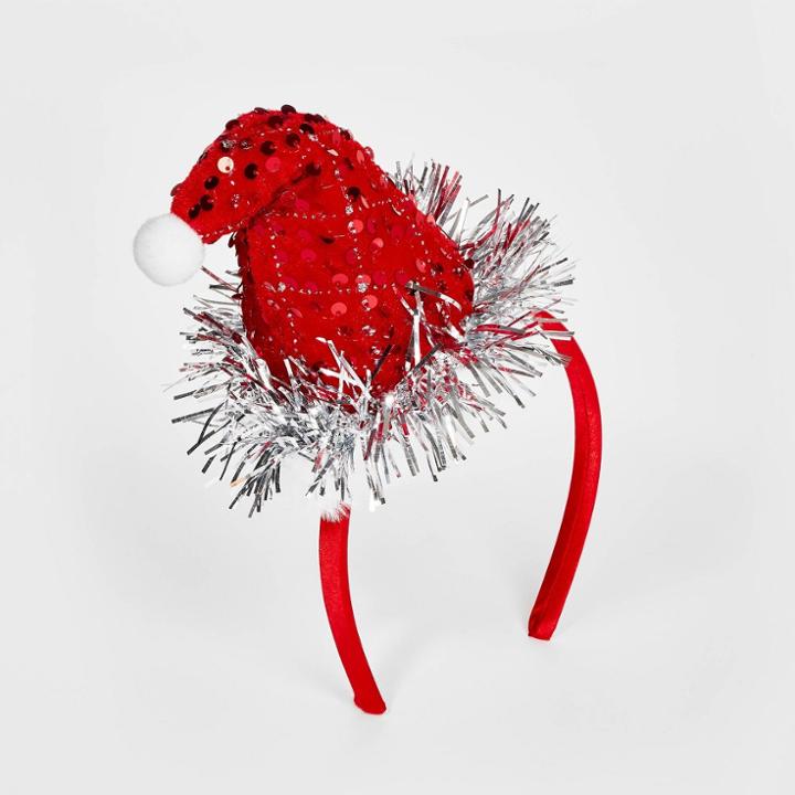 Kids' Sequin Velvet Santa Hat Headband - Cat & Jack