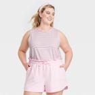 Women's Plus Size Striped Tank Top - Universal Thread Pink/white