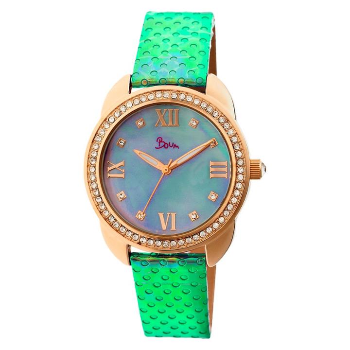 Women's Boum Forte Watch With Mother-of-pearl Dial And Chameleon Color Changing Genuine Leather Strap-rose Gold/blue