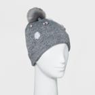 Women's Embellished Pom Beanie - A New Day Gray