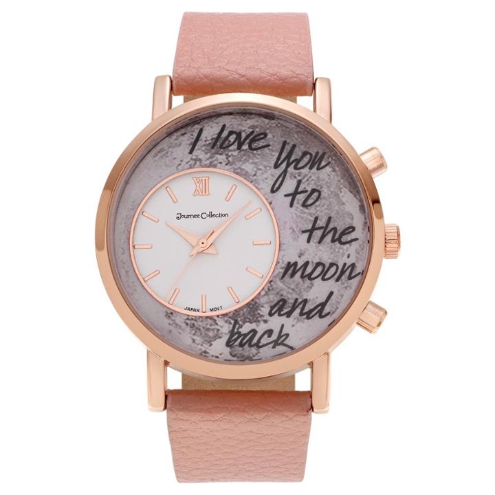 Women's Journee Collection 'i Love You To The Moon And Back' Inscription Moon Dial Watch - Rose Gold