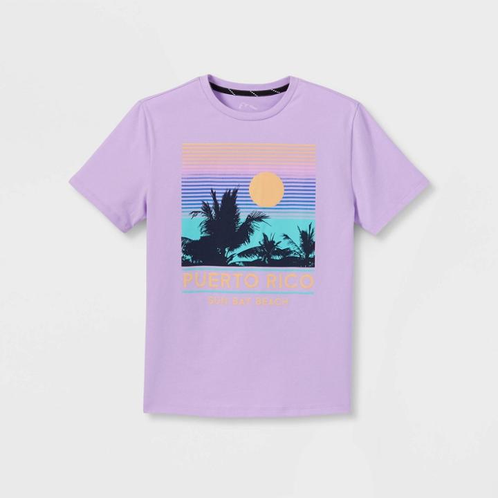 Boys' 'puerto Rico Sun Bay Sunset' Graphic Short Sleeve T-shirt - Art Class Purple