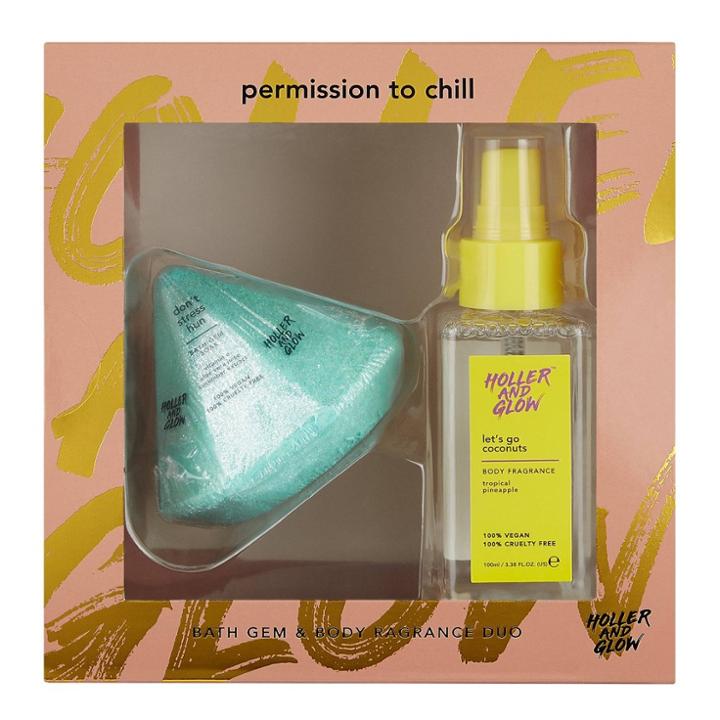 Holler And Glow Permission To Chill Bath Gem And Body Fragrance Duo
